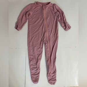 Guisby Zip Up Bamboo Super Soft Pink Long Sleeve Footed Pajamas Size 3-6 months